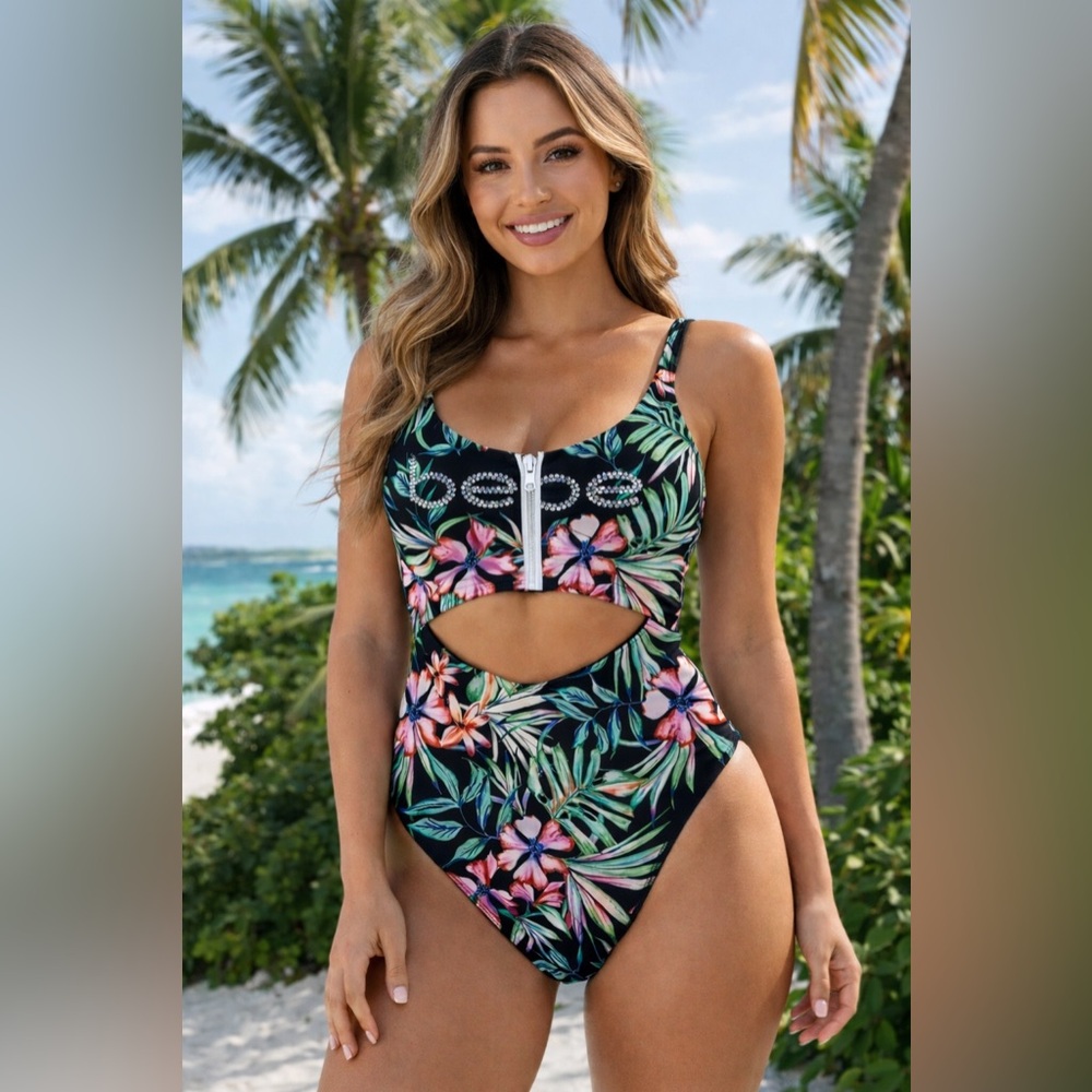 Bebe Tropical One-Piece Swimsuit